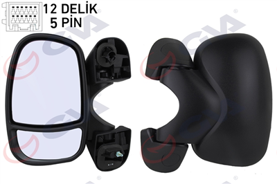 DIŞ DİKİZ AYNASI SOL TRAFIC-VİVARO 01> ELEKTRİKLİ ISITMALI SENSÖRLÜ KONVEKS 5 FİŞ VM-967EHL