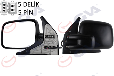 DIŞ DİKİZ AYNASI SOL TRANSPORTER T4 96> ELEKTRİKLİ ISITMALI KONVEKS VM-186EHL