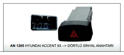 DÖRTLÜ SİNYAL ANAHTARIAN1205HYUNDAI ACCENT 93 -> 