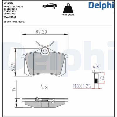 FREN BALATASI ARKA AUDI, CITROEN, FIAT, FORD, LANCIA, MERCEDES-BENZ, NISSAN, OPEL, PEUGEOT, SEAT, SKODA, VW, DS