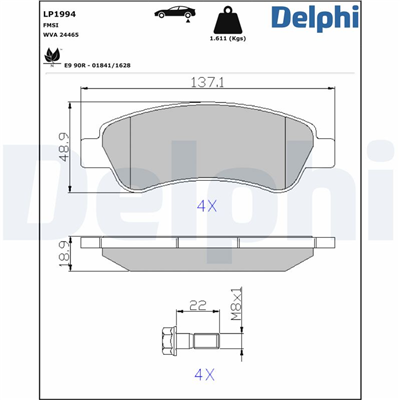 FREN BALATASI ARKA FIAT DUCATO, CITROEN JUMPER, PEUGEOT BOXER 2.3 HDI/3.0 HDI 06 =>, CITROEN JUMPER, PEUGEOT BOXER 2.0 BLUEHDI 15 => 