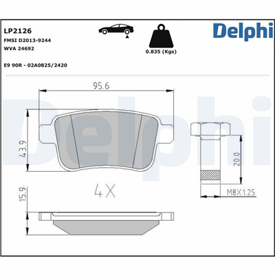 FREN BALATASI ARKA MERCEDES-BENZ CITAN 12 =>, RENAULT KANGOO 1.2 / 1.5 / 1.6 08 => 