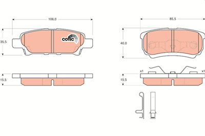 FREN BALATASI ARKA MITSUBISHIOUTLANDER I 2.0 03-06, 2.0 4WD 03-06, 2.0 T 4WD 04-06, 2.4 4WD 03-07