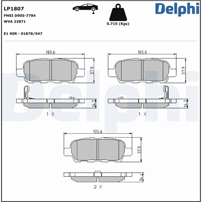 FREN BALATASI ARKA NISSAN CUBE 1.5 / 1.6 10 =>, TIIDA 1.5 / 1.6 / 1.8 07-12, SUZUKI GRAND VITARA II 1.6 / 2.0 / 2.4 05 => 