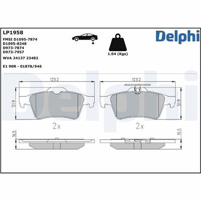 FREN BALATASI ARKA RENAULT LAGUNA II 1.6 16V/1.8 16V/2.0 16V 02=>, FORD CONNECT 1.8 16V/1.8TDCI 02-13 