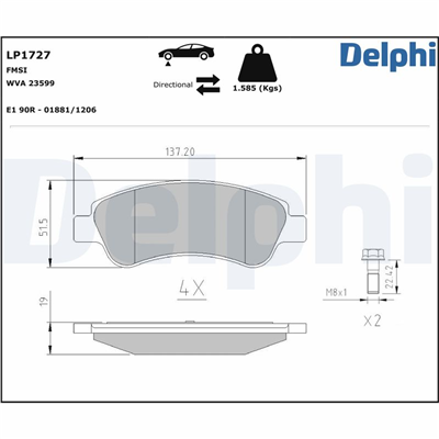 FREN BALATASI CITROEN BERLINGO 1.1/1.4/1.6/1.8 97-02, OPEL CROSSLAND X 1.2/1.5/1.6 17 =>, PEUGEOT 206 1.4/1.6/2.0 00-09, 206 SW 1.4/1.6/2.0 02 =>, 206 CC 1.6/2.0 00-07, 208 I 1.2/1.4/1.6 12 => 