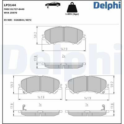 FREN BALATASI ÖN 16.8x141.7x59.7 NISSAN QASHQAI II 1.6 DCI R9M/1.5 DCI K9K/1.2 DIG-T 13 =>, QASHQAI II 1.3 DIG-T 18 =>, X-TRAIL 1.6 DCI R9M 14 =>, X-TRAIL 1.3 DIG-T 19 =>, RENAULT KADJAR 1.5 DCI K9K/1.2 TCE H5F/1.6 DCI R9M 15 =>, KADJAR 1.3 TCE H5H/1