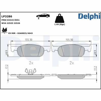 FREN BALATASI ÖN BÜYÜK TİP 17x155x49 RENAULT CLIO IV 1.5 DCI K9K/1.2 16V D4F/0.9 TCE H4B 12 =>, DACIA SANDERO II 1.5 DCI K9K/0.9 TCE H4B 12 =>, SANDERO II 1.0 SCE B4D 16 =>, LOGAN II 1.5 DCI K9K 12 => 
