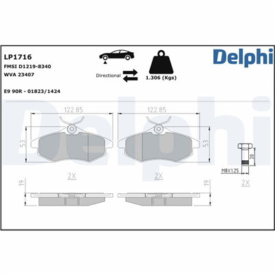 FREN BALATASI ÖN CITROEN C2 1.4 / 1.6 03-10, C3 I 1.1 / 1.4 / 1.6 02 => 