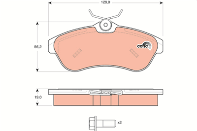FREN BALATASI ÖN CITROEN C2 1.4 16V 05-09, 1.6 03-10, 1.4 HDİ 03-09, C3 I 1.4 16V 03=>, 1.6 16V 02-10, 1.6 16V HDİ 02=> 
