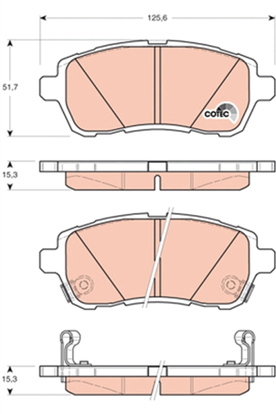 FREN BALATASI ÖN DAIHATSU MATERIA 1.3-1.5 06=>, 1.5 ECO 4WD 06=> 