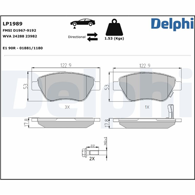 FREN BALATASI ÖN FIAT DOBLO 1.3 05-10, OPEL CORSA D 1.0 / 1.2 / 1.4 / 09-14 