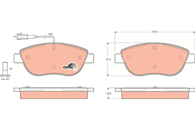FREN BALATASI ÖN FIAT IDEA 1.3 D MULTİJET 05=>, 1.6 D MULTİJET 08=>, LINEA 1.4 T-JET 07=>, 1.6 D MULTİJET 09=> 