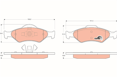 FREN BALATASI ÖN FORD FIESTA III 1.8 D 89-95, FIESTA IV 1.3 İ 95-02, 1.4 İ 16V 96-02, 1.8 D 95-00, 1.8 Dİ 00-02, MAZDA 121 III 1.25 96-03, 1.3 96-03, 1.8 D 96-03 