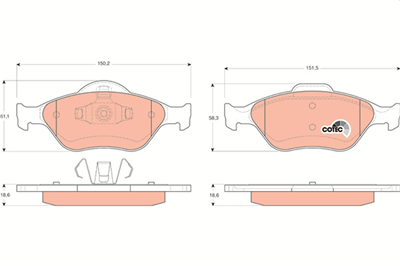 FREN BALATASI ÖN FORD FIESTA IV 1.3 İ 95-02, 1.4 İ 16V 96-02, 1.6 16V SPORT 00-02, 1.8 D 95-00, 1.8 Dİ 00-02, FUSION 1.4 02-12, 1.6 02-08, 1.4 TDCİ 02-12, 1.4 TDCİ 04-12, MAZDA 121 III 1.25 96-03, 1.3 96-03, 1.8 D 96-03, 2 1.25 03-07, 1.4-1.6 03-07, 