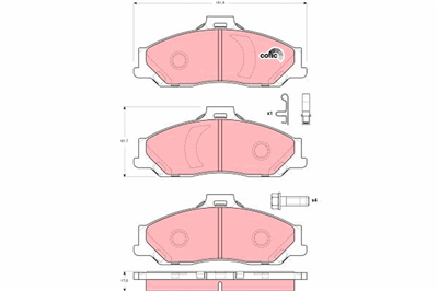 FREN BALATASI ÖN FORD RANGER 1.8 99-02, 2.2 02-05, 2.6 02-04, 2.5 TDDİ 02-05, 2.5 D 99-02, 2.5 D 4X4 99-02, 2.5 TD 02-06, 2.5 TD 4X4 99-06, 2.9 D 99-02, 2.5 TDDİ 06-12, 3.0 TDCİ 06-12 