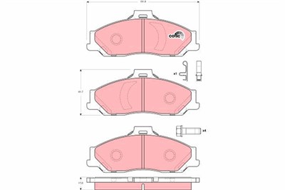 FREN BALATASI ÖN FORD RANGER 1.8 99-02, 2.2 02-05, 2.6 02-04, 2.5 TDDİ 02-05, 2.5 D 99-02, 2.5 D 4X4 99-02, 2.5 TD 02-06, 2.5 TD 4X4 99-06, 2.9 D 99-02, 2.5 TDDİ 06-12, 3.0 TDCİ 06-12 