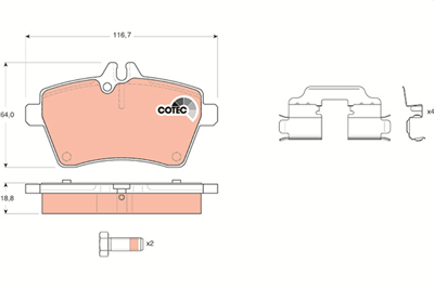 FREN BALATASI ÖN MERCEDES-BENZ A SERİSİ A 150 04-12, A 160 09-12, A 160 CDİ 04-12 