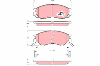 FREN BALATASI ÖN MITSUBISHI L200 2.0 96-07, 2.4 4WD 96-07, 2.5 D 96-07, 2.5 TD 4WD 96-07 