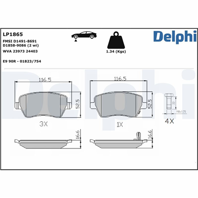 FREN BALATASI ÖN RENAULT CLIO III 1.2-1.4-1.6 16V 05=>, 2.0 16V 06=>, 1.5 DCİ 05=>, MODUS, NISSAN MICRA III 1.0-1.2-1.4 16V 03-10, 1.5 DCİ 03-10 
