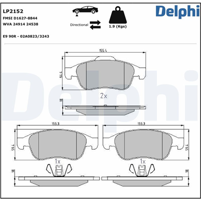 FREN BALATASI ÖN RENAULT FLUENCE 1.5 DCI/1.6 16V/2.0 16V 10 =>, MEGANE III 1.4 TCE/1.5 DCI/1.6 16V/1.9 DCI/2.0 CVT 08 =>, 1.2 TCE/2.0 TCE/1.6 DCI 12 =>, CAPTUR 1.2 TCE/1.5 DCI 13 => 