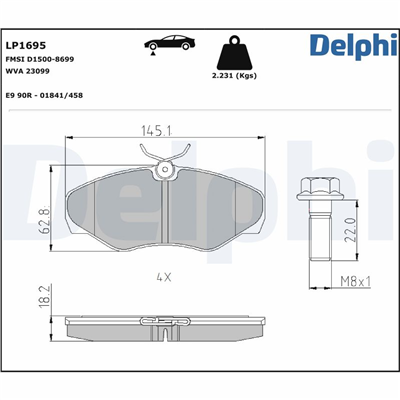 FREN BALATASI ÖN RENAULT TRAFIC II 1.9 DCI 01 =>, 2.0 DCI/2.0 16V 06 =>, 2.5 DCI 03 => 