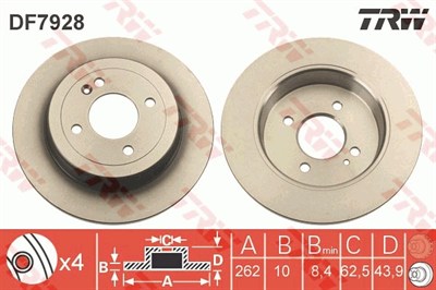 FREN DİSKİ ARKA 4 BİJON, 262 MM HYUNDAI ACCENT IV SEDAN 1.4-1.6 10=>, 1.6 CRDİ 11=>, İ20 1.0 T-GDİ 16=>, 1.2-1.4 14=>, 1.1-1.4 CRDİ 14=>, İ30 1.6 GDİ 11-16 