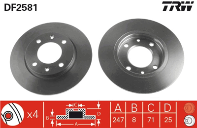 FREN DİSKİ ARKA 4 BİJON, BOYALI, 247 MM CITROEN SAXO 1.6 96-04, 1.6 VTS 96-03 