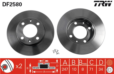 FREN DİSKİ ARKA 4 BİJON, BOYALI, 247 MM PEUGEOT 405 I 1.9 87-92 