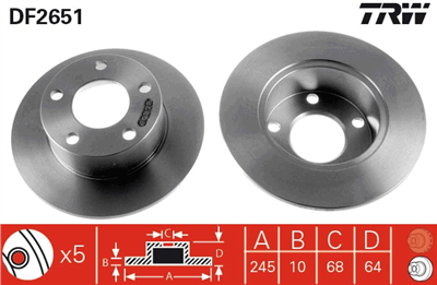 FREN DİSKİ ARKA 5 BİJON, BOYALI, 245 MM AUDI 100 2.0 90-94 