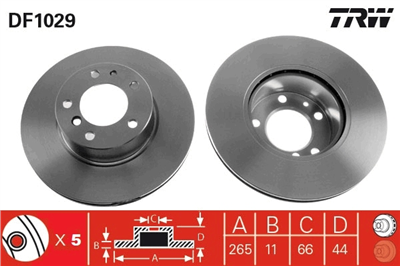 FREN DİSKİ ARKA 5 BİJON, BOYALI, 265 MM RENAULT LAGUNA 2.0 95-01 