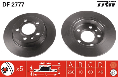 FREN DİSKİ ARKA 5 BİJON, BOYALI, 268 MM FORD GALAXY 2.0 İ 95-06, 2.3 16V 97-06, 2.8 İ V6 95-00, 1.9 TDİ 95-06 