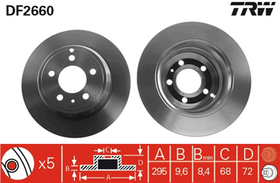 FREN DİSKİ ARKA 5 BİJON, BOYALI, 295 MM VOLVO 850 2.0 91-96 