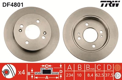FREN DİSKİ ARKA BOYALI, 4 BİJON, 234 MM HYUNDAI İ10 1.0 11-17, 1.1-1.2 08-13, 1.1 CRDİ 08-11 