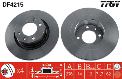 FREN DİSKİ ARKA BOYALI, 4 BİJON, 276 MM CITROEN C5 I 2.2 HDİ 01-04, 2.0 HDİ 01-04, 1.8-2.0 16V 01-04, 2.0 16V HPİ 01-04 