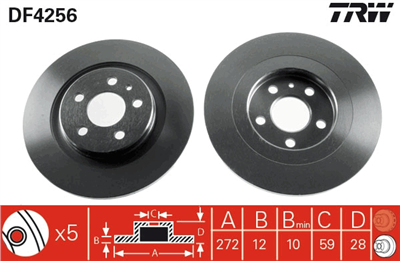 FREN DİSKİ ARKA BOYALI, 5 BİJON, 272 MM CITROEN C8 2.0-2.2 02=>, 2.0 16V 05=>, 3.0 V6 02=>, 2.0-2.2 HDİ 02=> 