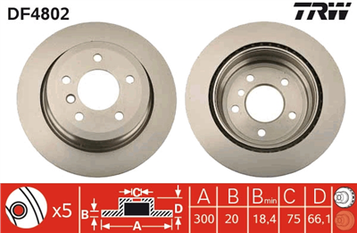 FREN DİSKİ ARKA BOYALI, HAVA KANALLI, 5 BİJON, 300 MM BMW 1 130 İ 05-11, 123 D 07-11 