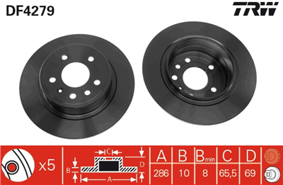 FREN DİSKİ ARKA BOYALI,5 BİJON, 286 MM SAAB 9-5 2.0 T 97-09 