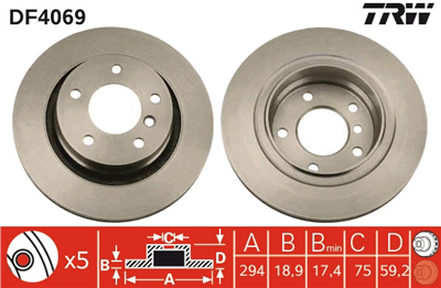 FREN DİSKİ ARKA HAVA KANALLI, BOYALI, 5 BİJON,294 MM BMW 3 318 İ 01-05, 320 D 01-05, 325 İ 00-05, 328 İ 98-00 
