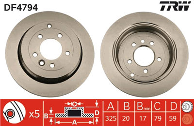 FREN DİSKİ ARKA HAVA KANALLI, BOYALI, 5 BİJON, 325 MM LAND ROVER RANGE ROVER SPORT 2.7 D 4X4 05-13 