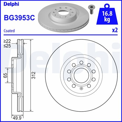 FREN DİSKİ (ÇİFTLİ PAKET) - BOYALI, DELİKLİ ÖN AUDI // SEAT // SKODA // VW; A1, A3, Q2, Q3, TT // ALHAMBRA, ALTEA FREETRACK, ATECA, LEON // KAROQ, KODIAQ, OCTAVIA, SUPERB, YETI // ARTEON, CADDY, CC, EOS, GOLF, GOLF SPORTSVAN, JETTA, PASSAT, PASSAT AL