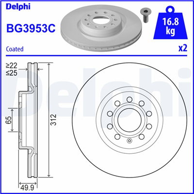 FREN DİSKİ (ÇİFTLİ PAKET) - BOYALI, DELİKLİ ÖN AUDI // SEAT // SKODA // VW; A1, A3, Q2, Q3, TT // ALHAMBRA, ALTEA FREETRACK, ATECA, LEON // KAROQ, KODIAQ, OCTAVIA, SUPERB, YETI // ARTEON, CADDY, CC, EOS, GOLF, GOLF SPORTSVAN, JETTA, PASSAT, PASSAT AL