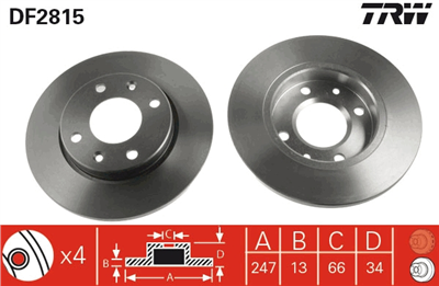 FREN DİSKİ ÖN 4 BİJON, BOYALI, 247 MM CITROEN XSARA 1.4 İ 97-05, 1.4 LPG 9-00, 1.5 D 97-00, PEUGEOT 206 HB 1.1 98-00, 1.1 İ 98-07, 1.4 İ 98-12, 1.4 HDİ ECO 01-09 