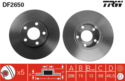 FREN DİSKİ ÖN 5 BİJON, BOYALI, 288 MM AUDI 100 2.0 90-94 