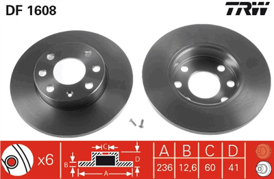 FREN DİSKİ ÖN 6 BİJON, BOYALI, 236 MM OPEL ASTRA F 1.4 İ 91-98, 1.4 91-98, 1.6 İ 92-98, 1.6 95-98, CORSA B 1.0 İ 12V 96-00, 1.2 İ 93-00, 1.4 İ 93-00, 1.5 D 93-00, 1.5 TD 93-00, 1.7 D 96-00, KADETTE E 1.6 İ 86-91, 1.6 İ CAT 86-91, 1.6 S 84-91, 1.8 İ 8