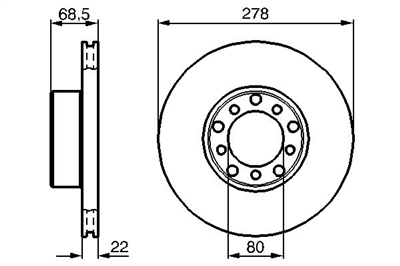 FREN DİSKİ ÖN HAVA KANALLI - 5 BİJON 278 MM MERCEDES SL SERI 74-81 