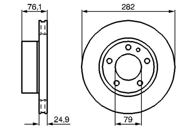 FREN DİSKİ ÖN HAVA KANALLI - 5 BİJON 281,5 MM BMW E28 528 I 81-87 