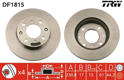 FREN DİSKİ ÖN HAVA KANALLI, BOYALI, 4 BİJON, 231 MM HONDA CİVİC III HB 1.5 GTİ 85-87, CİVİC IV HB 1.4 L 87-89, CİVİC V HB91-95, CRX I 1.3 83-87, 1.5 İ 83-86, 1.6 İ 16V 86-87, İNSİGHT 1.0 HYBRİD 00-06 
