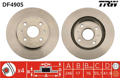 FREN DİSKİ ÖN HAVA KANALLI, BOYALI, 4 BİJON, 246 MM DAIHATSU CUORE VII 1.0 07=>, SIRION 1.0 05-13, 1.3 05=>, YRV 1.3 GTİ 02=> 