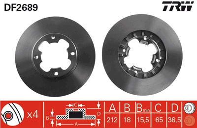FREN DİSKİ ÖN HAVA KANALLI, BOYALI, 4 BİJON, 212 MM SUBARU JUSTY I 1000 84-95 